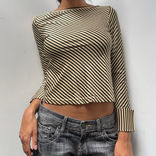 Cream Striped Top - Size S